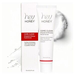 Hey Honey Come Clean Propolis & Sea Salt Mineral Facial Scrub Full Size 2.2 Fl